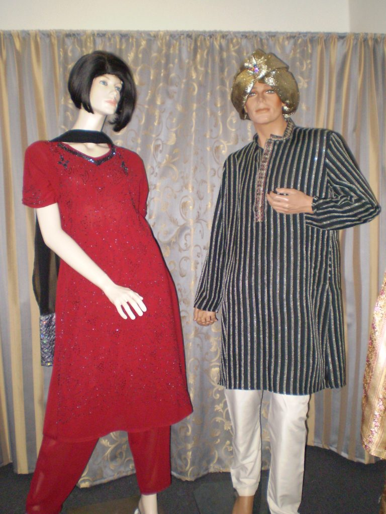 Male and female Bollywood costumes