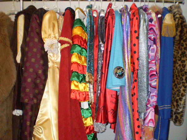 Costume rack of selected costumes from our Sydney Costume shop