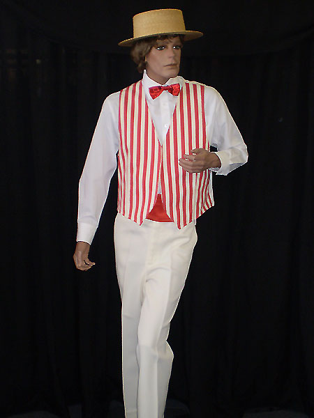 1920's barbershop or quartette or candy stripe Cream and red stripe waistcoat