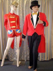 Male and female Vintage circus ringmaster costumes