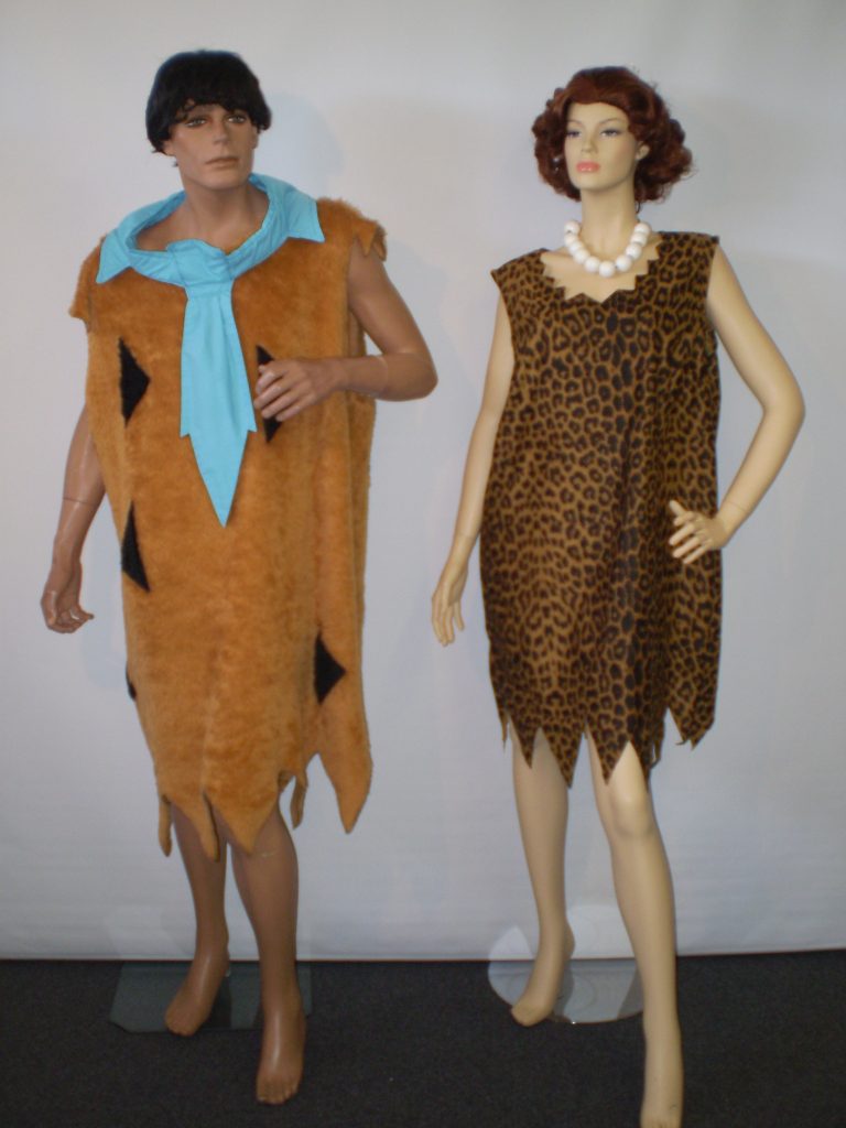 Fred and Wilma Flinstone costumes to hire from our Sydney shop.