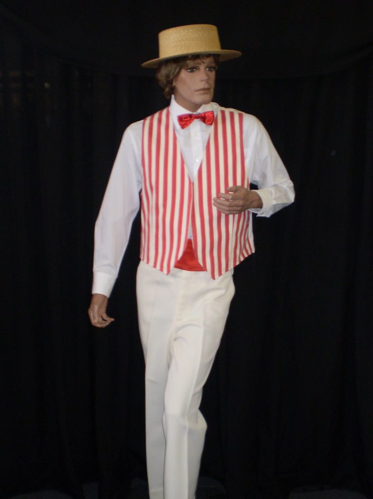 1920's barbershop or quartet or candy stripe Cream and red stripe waistcoat