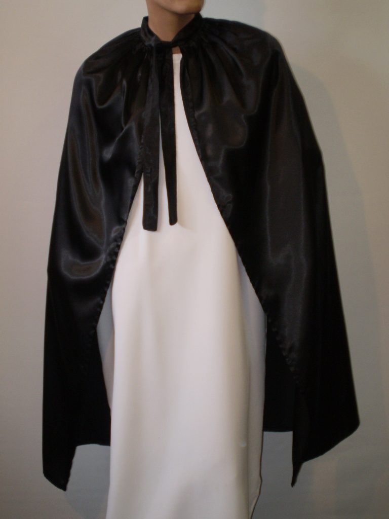 Black satin cape