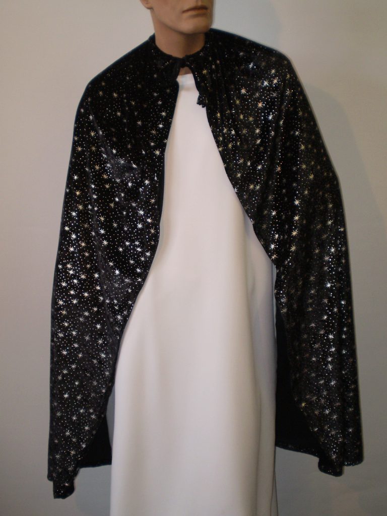 Black velvet cape with silver stars
