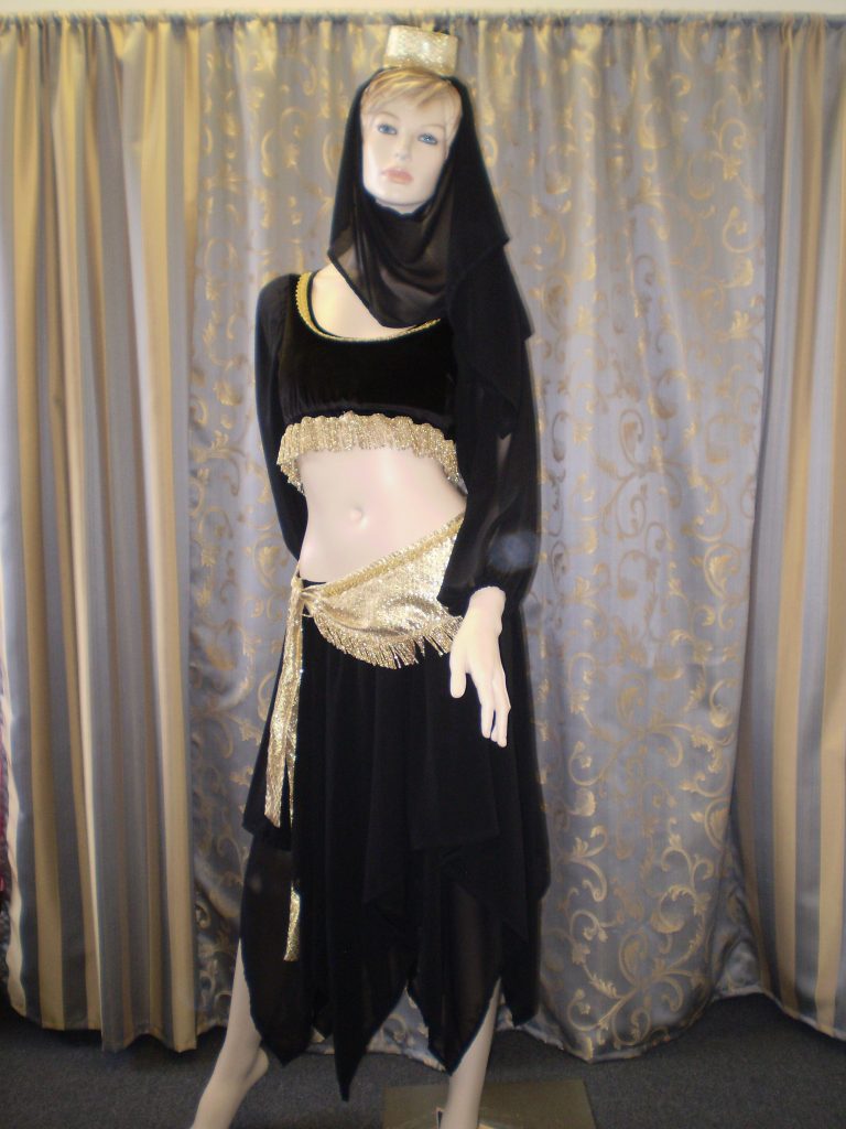 Black and gold Arabian harem girl with skirt