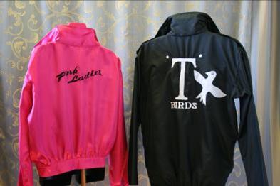 Pink lady and t bird jackets from Grease. Movie costumes. 1950's, 1980's