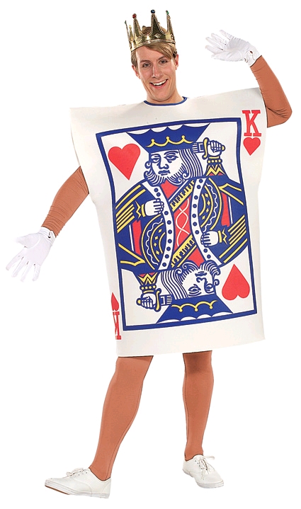 King of hearts card costume. Great for Alice in wonderland parties or Vegas themed parties