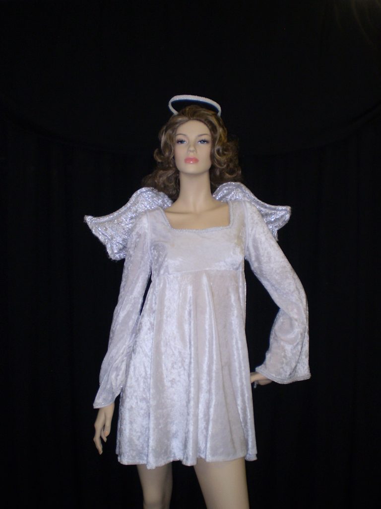 Short Angel costume velvet dress and wings