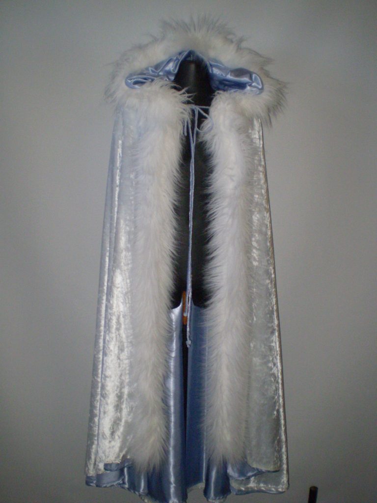 Winter is Coming blue & white fur trim cape