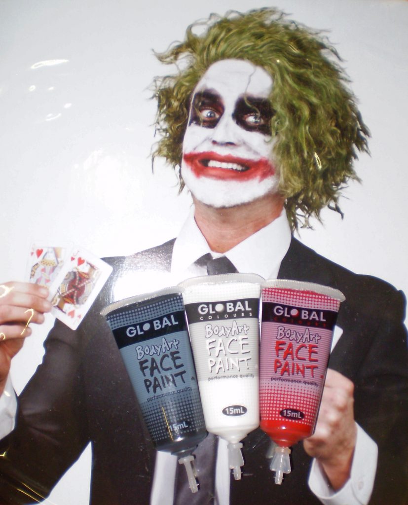 Green Joker style wig & Joker makeup facepaint