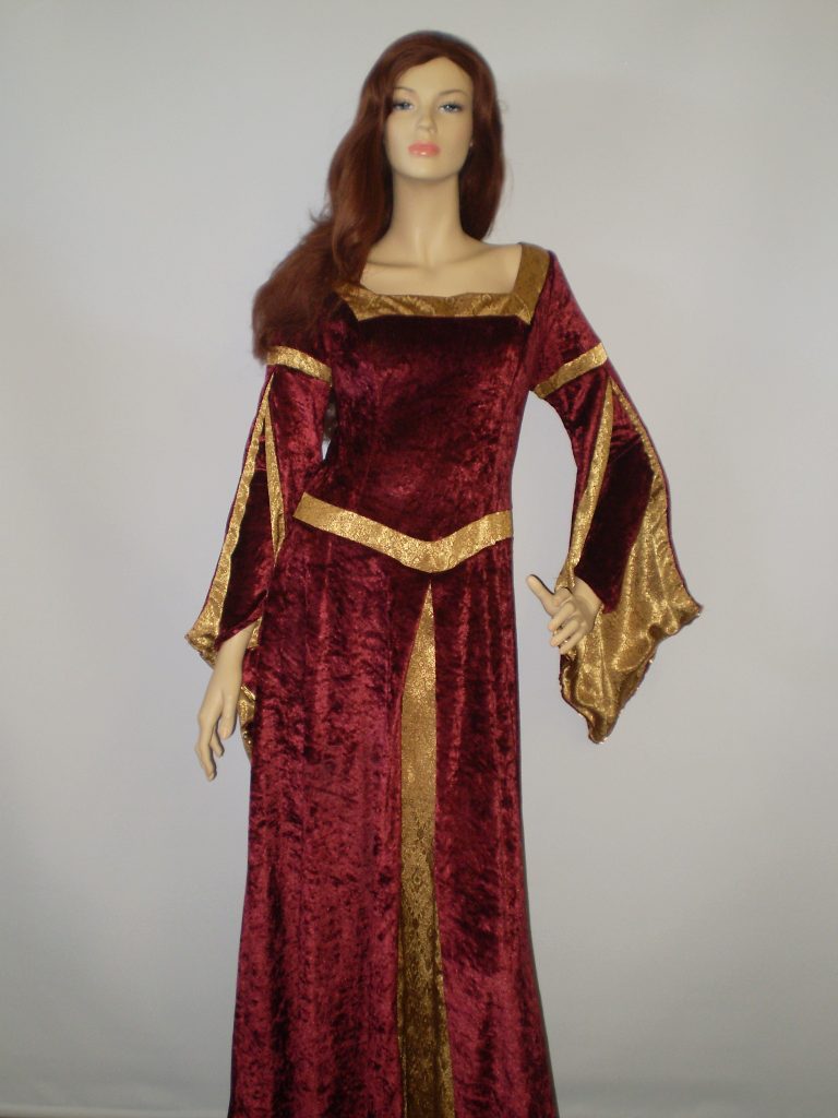Burgundy & gold Maiden - Medieval costumes for women