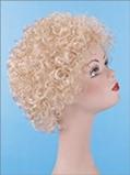 Blond tight curls Afro wig. Kath & Kim style.