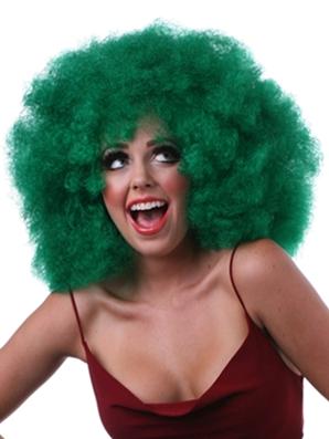 Huge green clown Afro wig