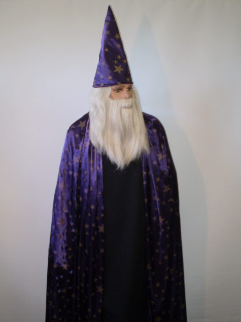 Wizard costume with purple star hat & cape