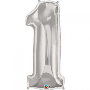 Silver number 1. Giant foil number balloons