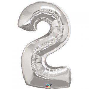 Silver number two balloon