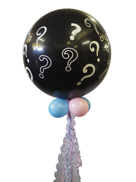 Black question mark gender reveal balloon