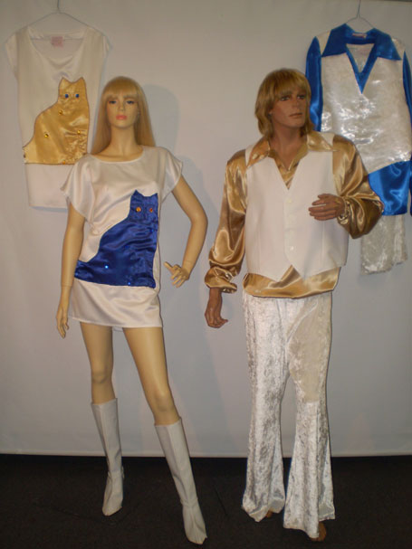 Abba cat costumes, 70s musicians for men and women