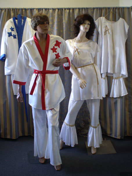White flares and tops for Abba 1970's