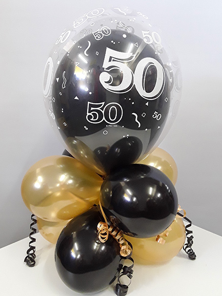 50th birthday double bubble balloon arrangement