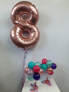 Rose gold birthday balloons