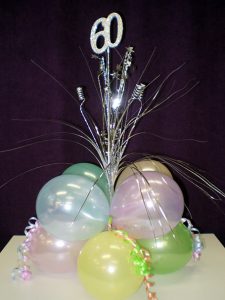 Pastel colour balloon table arrangement