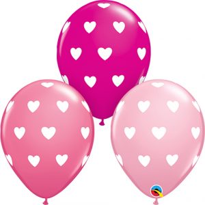 Heart print latex balloons.