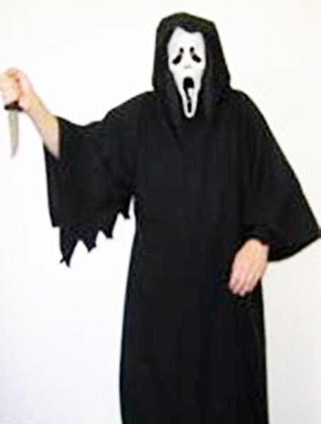 Scream costume robe, mask & knife