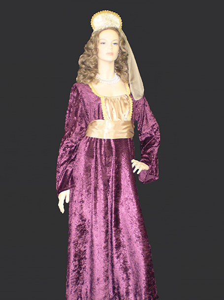 Renaissance or Tudor Dress in burgundy and gold
