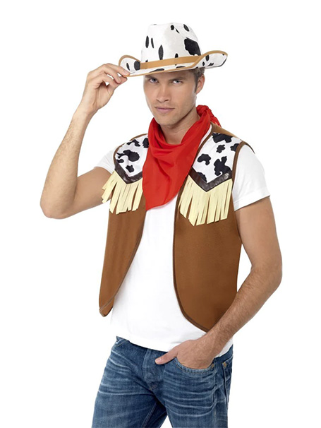 Wild west hat, scarf and vest