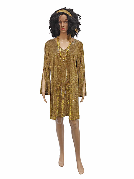 Gold 70s disco mini dress