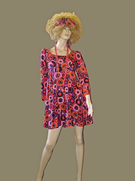 60s 70s floral mini dress