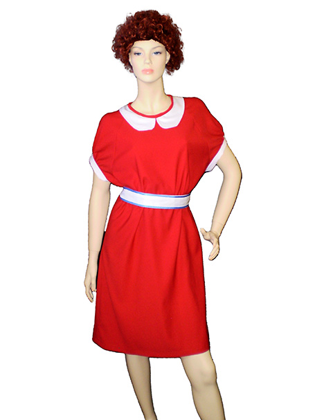 Annie costume including dress and Annie wig