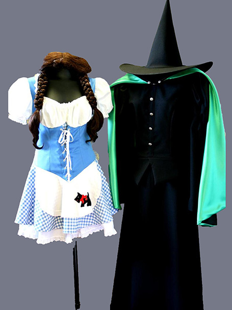 Image shows Wizard of Oz costumes including Dorothy & Wicked Witch of the West Costume.