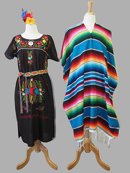 Traditional Mexican poncho and Traditional Mexican dress