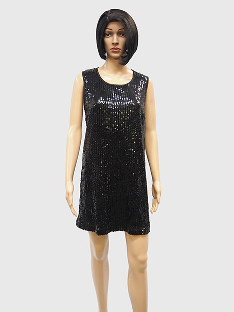 Black sequin dress and wig for Posh Spice