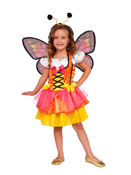 Young girl wearing a butterfly costume