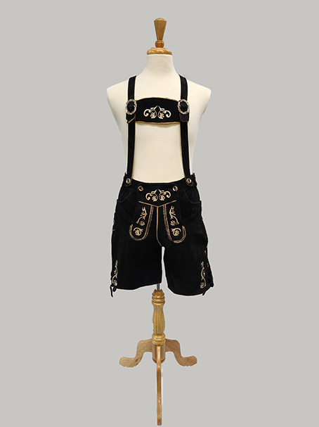 Image shows a dress form wearing traditional German or Bavarian Oktoberfest Lederhosen