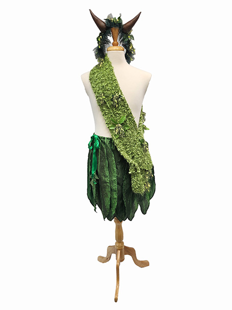 Image is of a mannequin wearing a Puck inspired Misdsummer Night's Dream costume