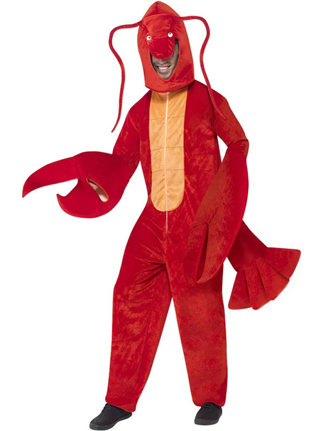 Image shows a Lobster costume, great for food & drink costume ideas or underwater theme parties. Available from Acting the Part, a party shop in Carlingford, Sydney.