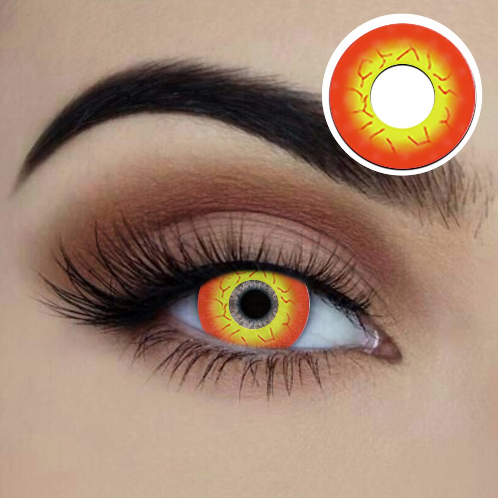 Furious flame like cosplay contact lenses available to buy in Carlingford, Sydney at Acting the Part Costume shop