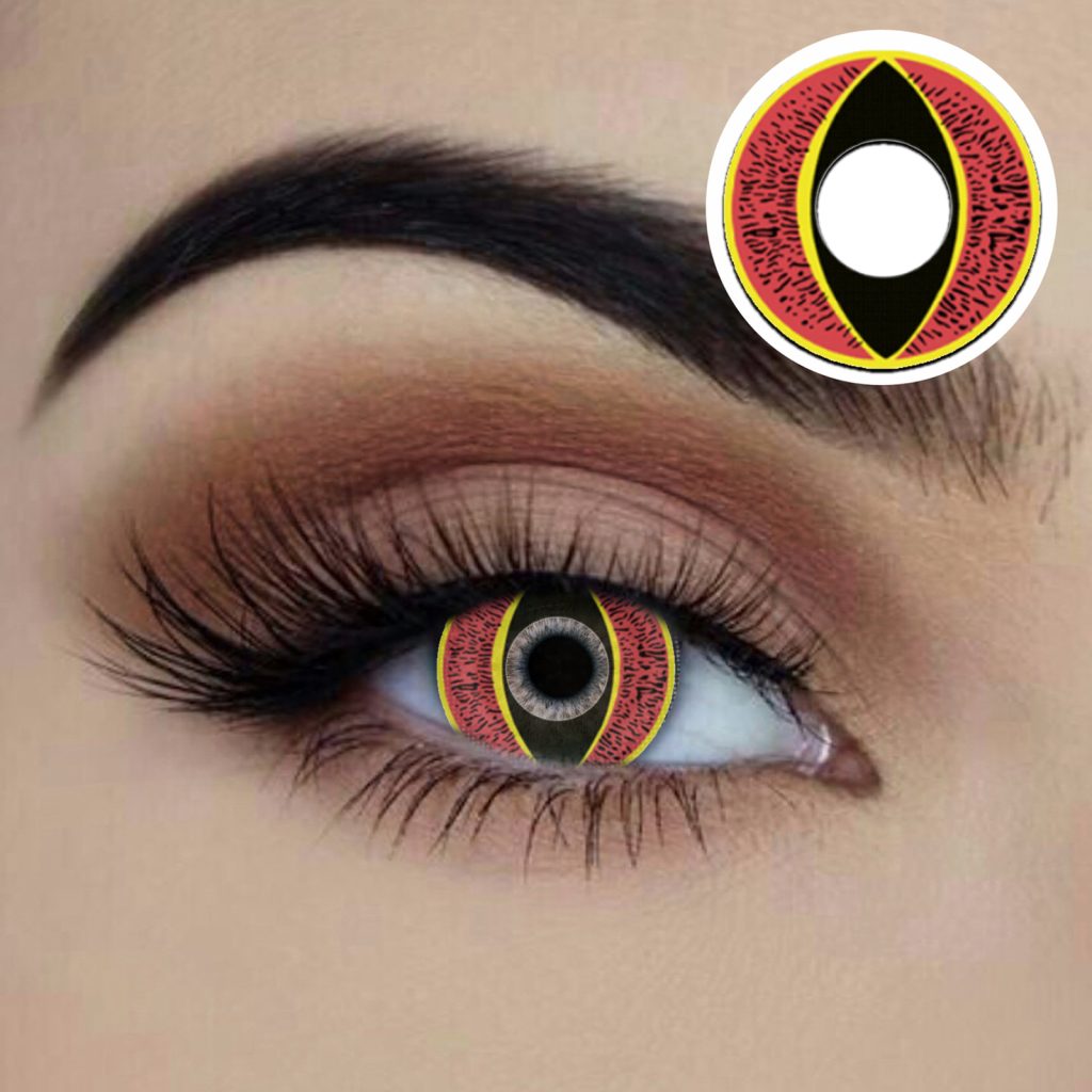 Lucifer cat eye contact lenses available to buy in Carlingford, Sydney at Acting the Part Costume shop
