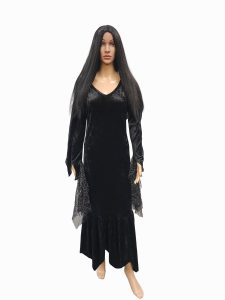 Morticia costume available for hire from Acting the Part in Carlingford, Sydney, Australia