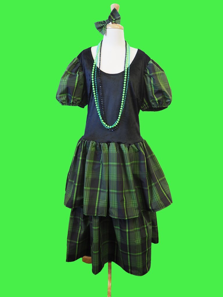 Green and black check plus size 80s women's costume