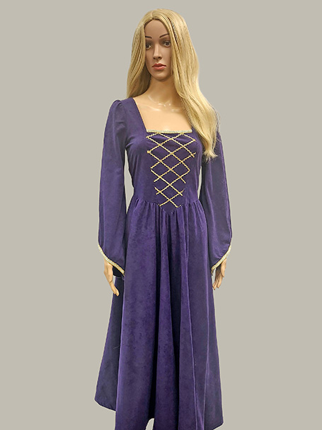 Ladies Medieval costume, purple gown suitable for Rapunzel
