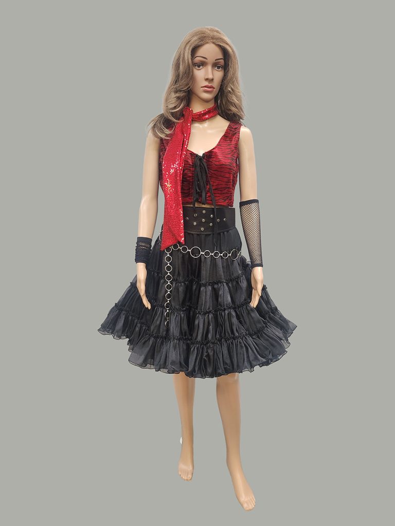 Red & black ladies 80s glam rock outfit Sydney