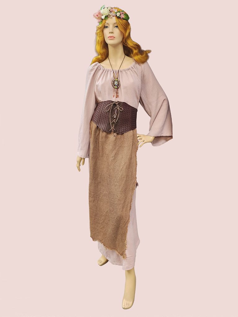 Female Hobbit style costume inspired by Lord of the Rings