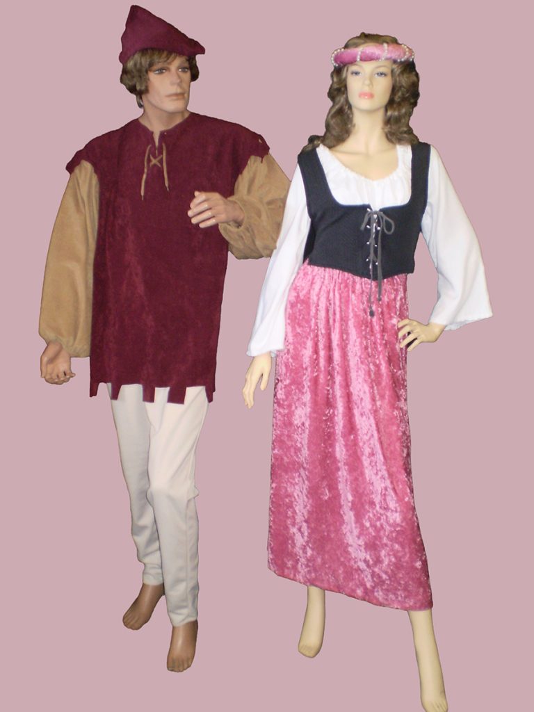 Male & female medieval peasant style outfits