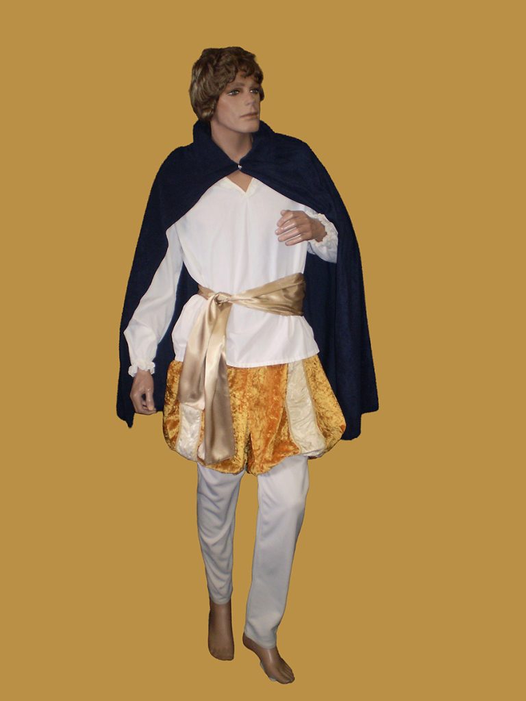 Prince costume with gold bloomers & blue cape